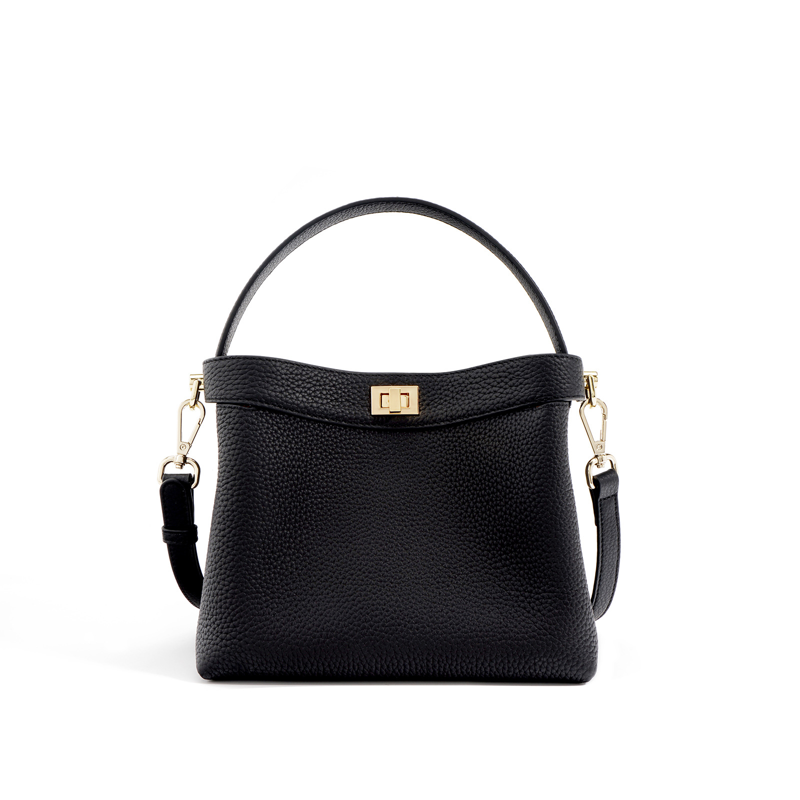 Top-Grain Leather Bucket Bag – 20 cm