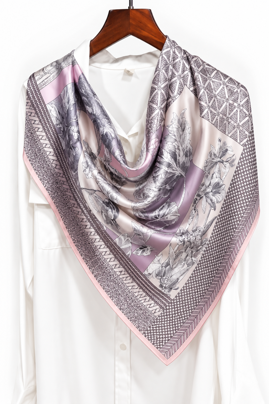 Rosé Graphique Silk Scarf