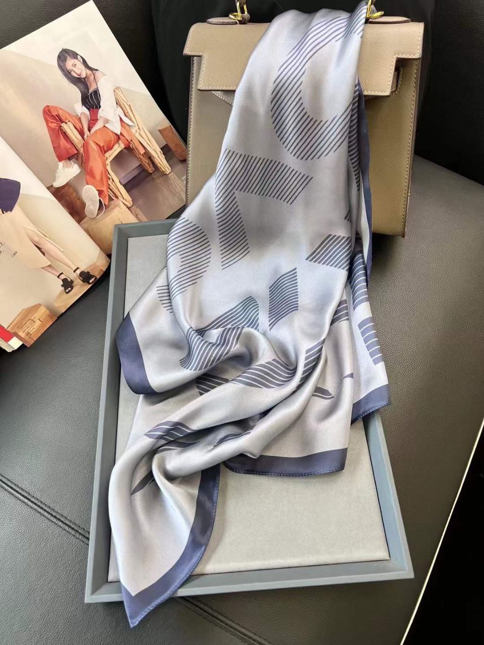 jeans blue scarf