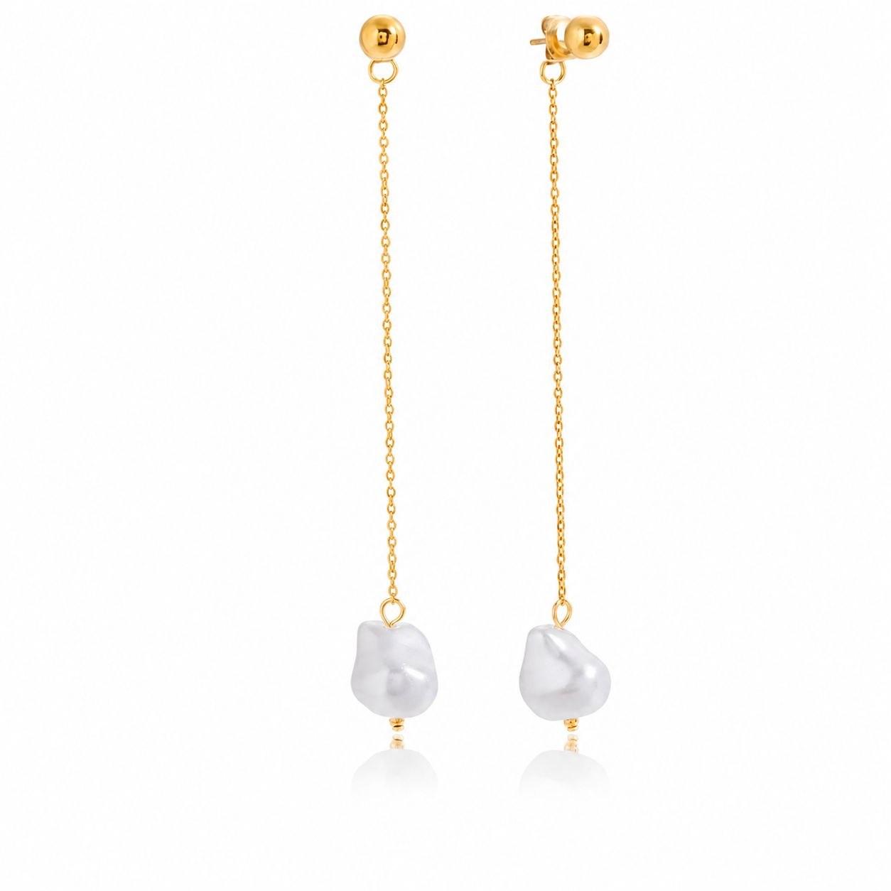 pearl long drop earrings