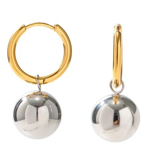 Two tone ball drop earrings