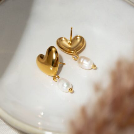 blush heart drop earrings